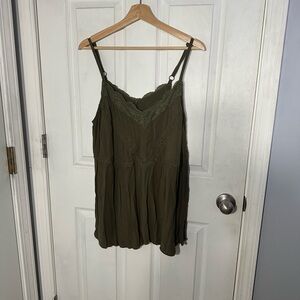 Olive Green Lace Trim Cami tank